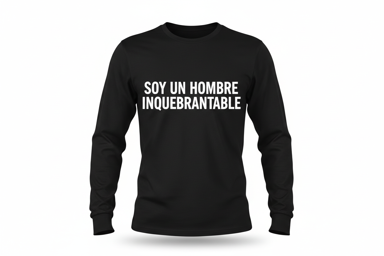 camisa de manga para hombre negra con logos en el pecho SOY UN HOMBRE INQUEBRANTABLE