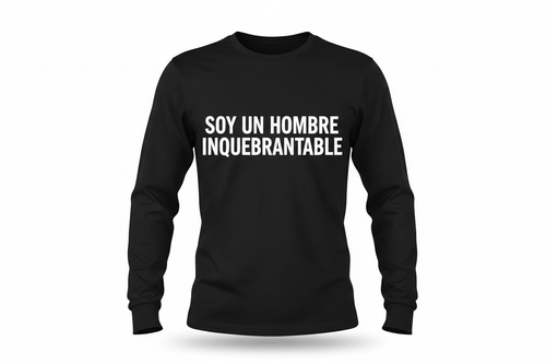 camisa de manga para hombre negra con logos en el pecho SOY UN HOMBRE INQUEBRANTABLE